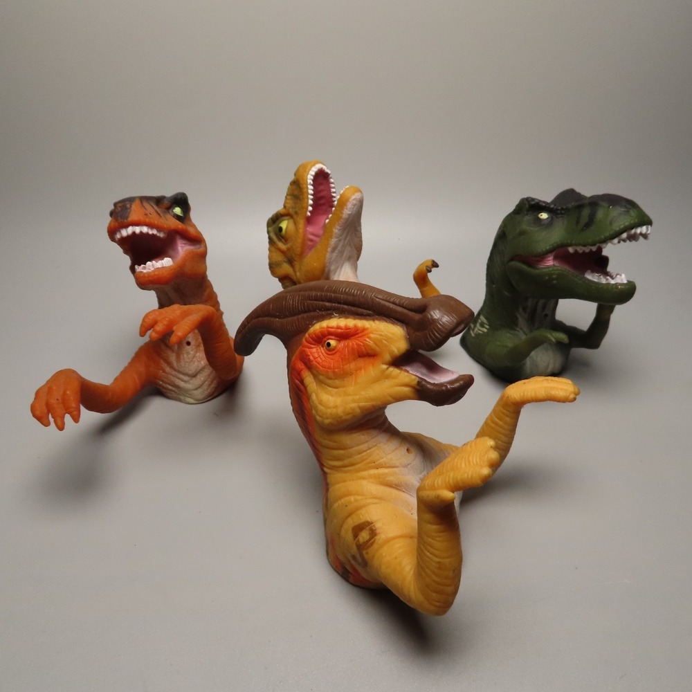 Vintage 90s Jurassic‎ Park Rubber Dinosaur Finger Puppet  Lost World lot of 4